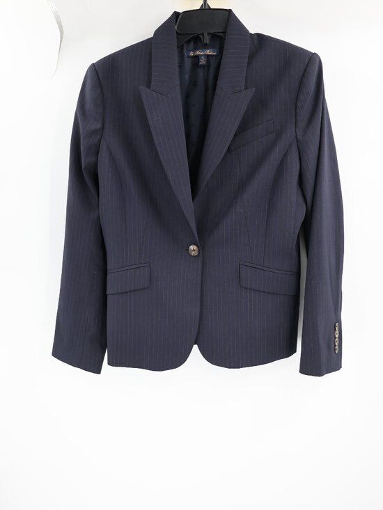Brooks Brothers Jackets & Blazers - Brooks Brothers Blazer Women 12 peak lapel Wool Blend business work Blue Striped